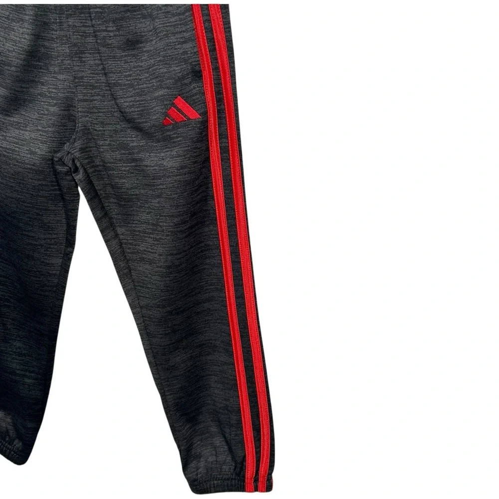 Adidas Toddler Boys Fleece‎ Track Hooded Jacket & Pants Set Size 4T Gray Red